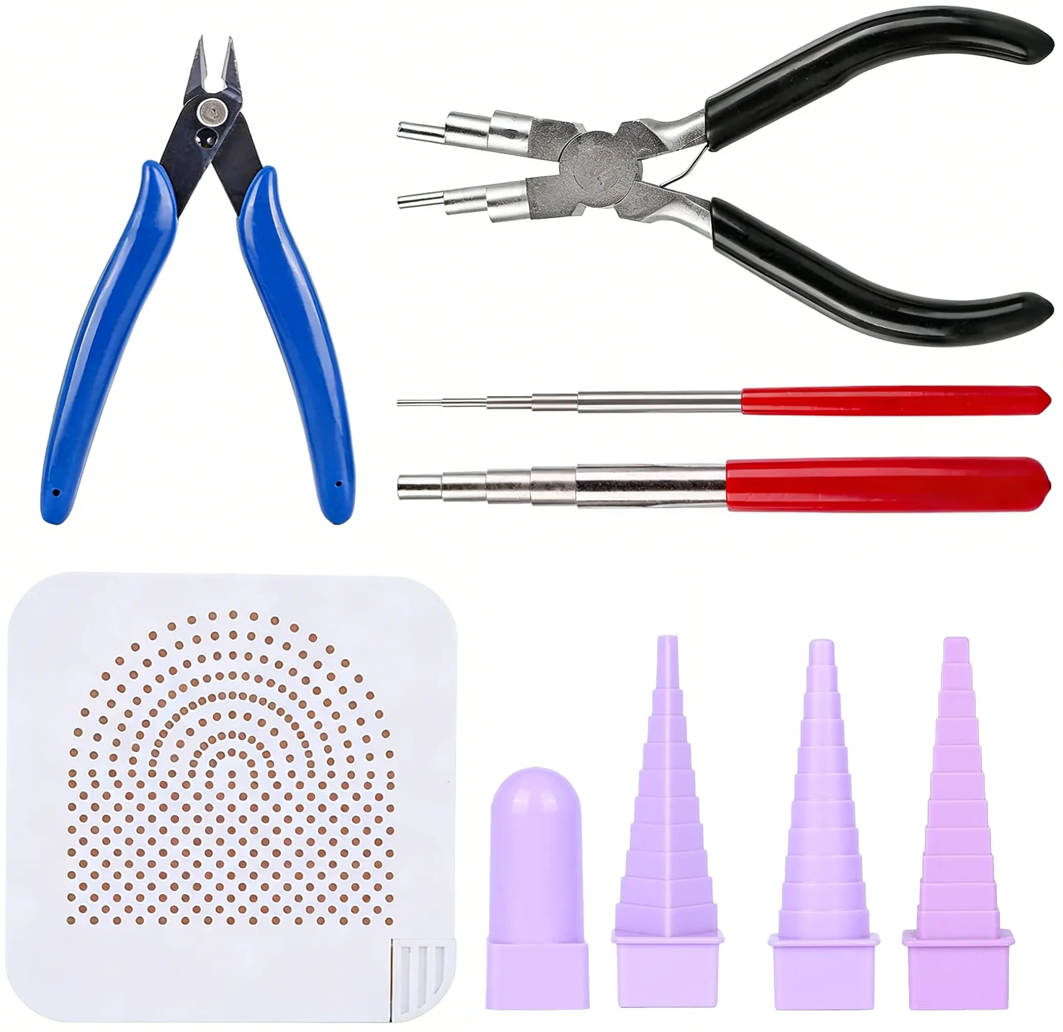 Wire Wrapping Jewelry Tools Kit - 6-in-1 Complete Set with Pliers, Cutters, Shaping Tools, 4 Wire Awls, 2 Wrapping Rods, Comfortable Grip, Durable Metal Construction for Beginners' DIY Jewelry Making