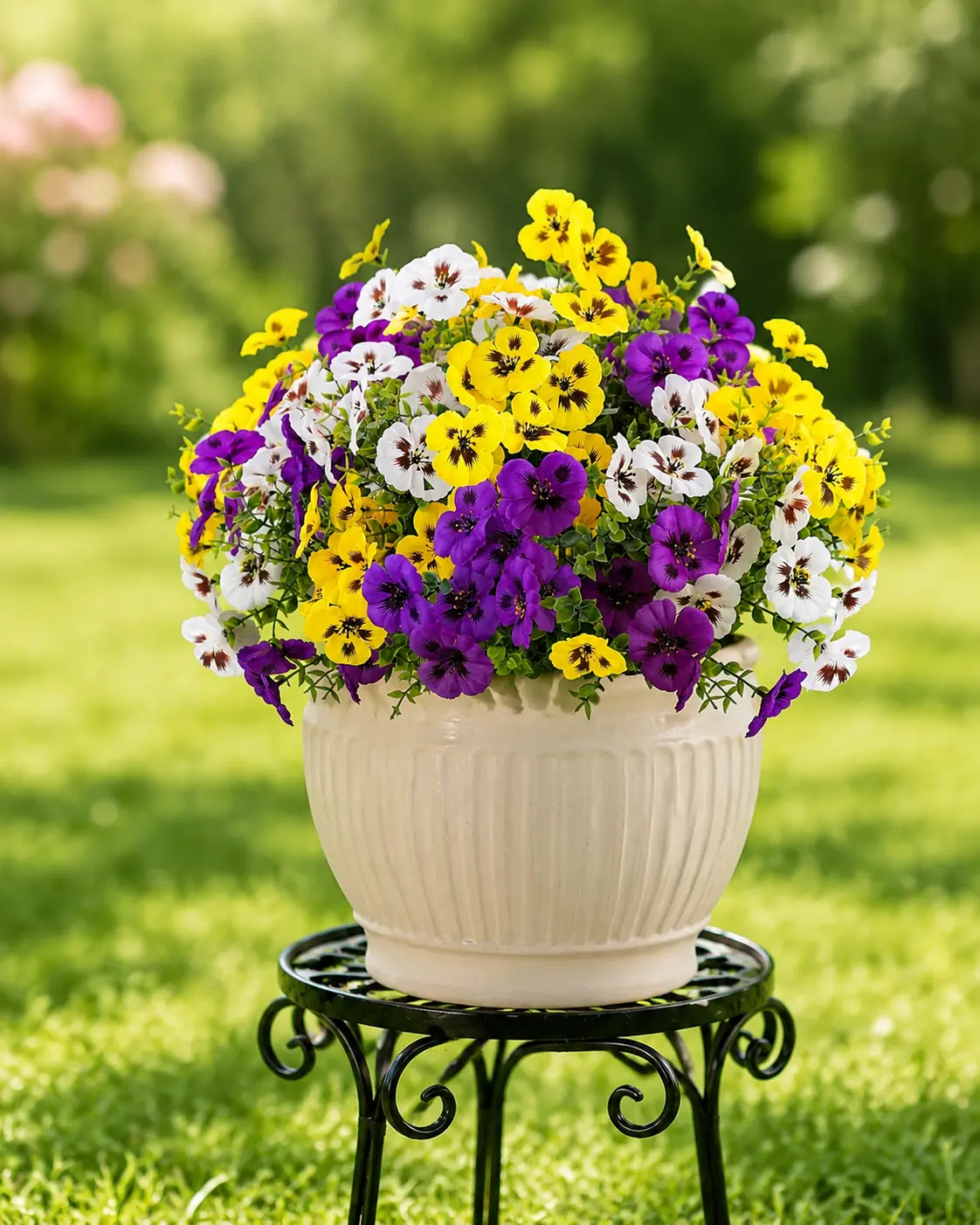 18Pcs DIY UV Resistant Artificial Pansy Bouquet Realistic Flower With Bendable Stem No Maintenance Faux Flower For Home Garden Outdoor Landscape Decor waterproof decorative bouquet Unrestricted by seasons maintaining a beautiful appearance year-round