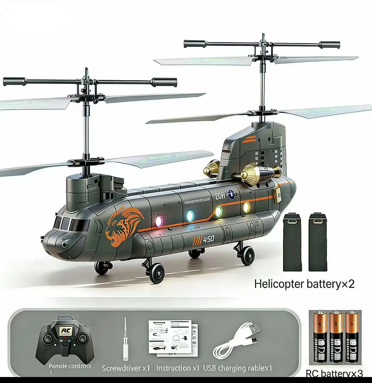 3.5CH remote-controlled helicopter with built-in LED lights and gyroscope, equipped with 2 batteries, long endurance, sturdy and impact resistant body, making it the perfect gift for children and adults (with exquisite English color box)
