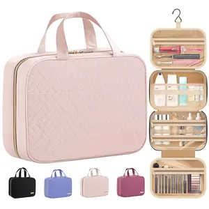 Travel Toiletry Bag w/Hanging Hook - Spacious Toiletry Bag Essentials for Women & Men, Makeup Bag/Big Comparment,  for Travel Accessories, Medium, Pink