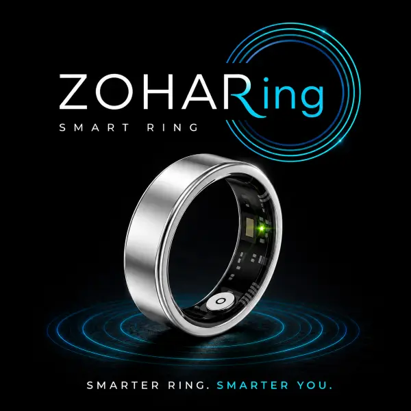 ZohaRing Smart Health Ring - 5ATM Waterproof Titanium Wearable for iPhone & Android, Heart Rate, Blood Oxygen, Sleep & Activity Tracker, Bluetooth, Magnetic Charging Rechargeable Fitness Monitor