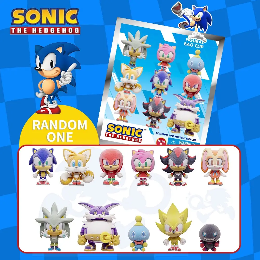 Official Sonic the Hedgehog 3D Foam Bag Clip Mystery Anime Stylish Keychain Figures for Backpacks Collectible Surprise Gift Gamer Aesthetic Charm