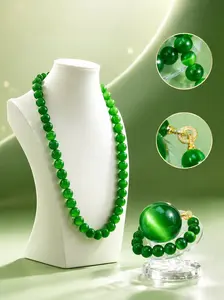 E.Fan perks — Green cat-eye three-piece gift box set — Unique stones