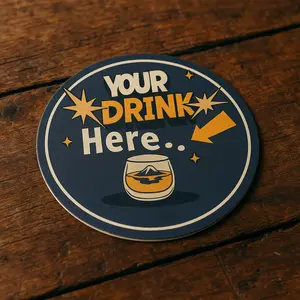 Personalized Coaster 'Your Drink Here' Stylish Tableware Minimalist Design for Everyday Use