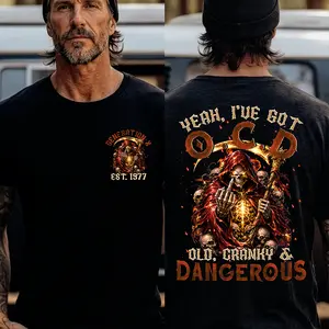 Personalization Year Gen X T Shirt,Yeah I've Got OCD Old Cranky & Dangerous,  Reaper Skull , Gen X 1965-1980 T Shirt, , Generation X T-shirt For Women For Men