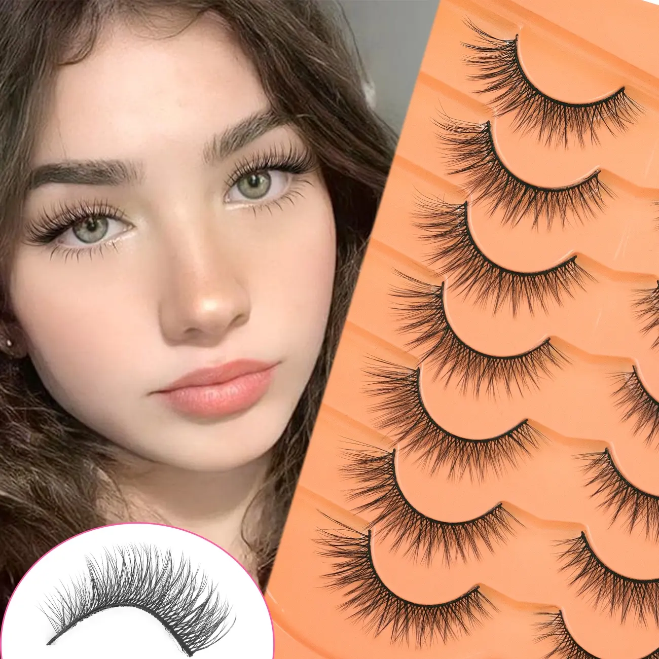 7 Pairs Natural Thin Fluffy Reusable Eyelashes, Soft Comfortable, Perfect for Daily and Party Use, Ideal Gift for Beginners, Makeup, Cosmetic, Reusable Lash Set