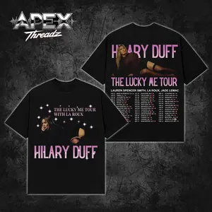 [AT] Hilary Duff - The Lucky Me Tour 2026 Premium Cotton T-Shirt For Hilary Duff Fans V1, Lucky Me Tour Graphic Pop Music Shirt, Gift For Hilary Duff Fan Graphic Tee, The Lucky Me Tour 2026 Fan Merch Shirt.