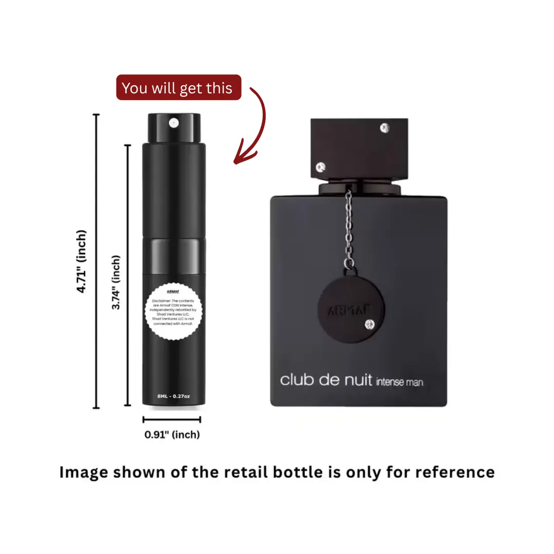 Armaf Club De Nuit Intense Man Extrait de Parfum 8ml / 0.27oz – 100% Original Authentic Decanted Perfume Spray