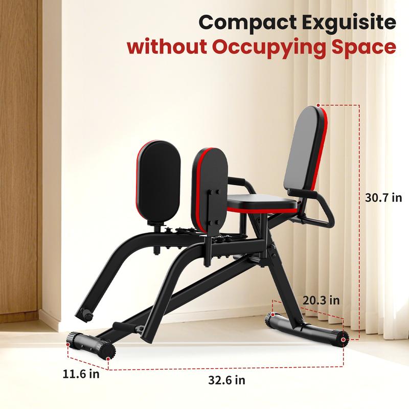 HXD-ERGO Hip Abductor Machine for Home Gym, 4-Level Glute Machine & Thigh Workout Equipment, Booty Builder with Plush Padding, Compact Leg Exercise Euipment for Women & Men