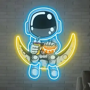 New Neon Sign Astronaut Custom Neon Sign Artwork Handmade Moon Indoor lighting