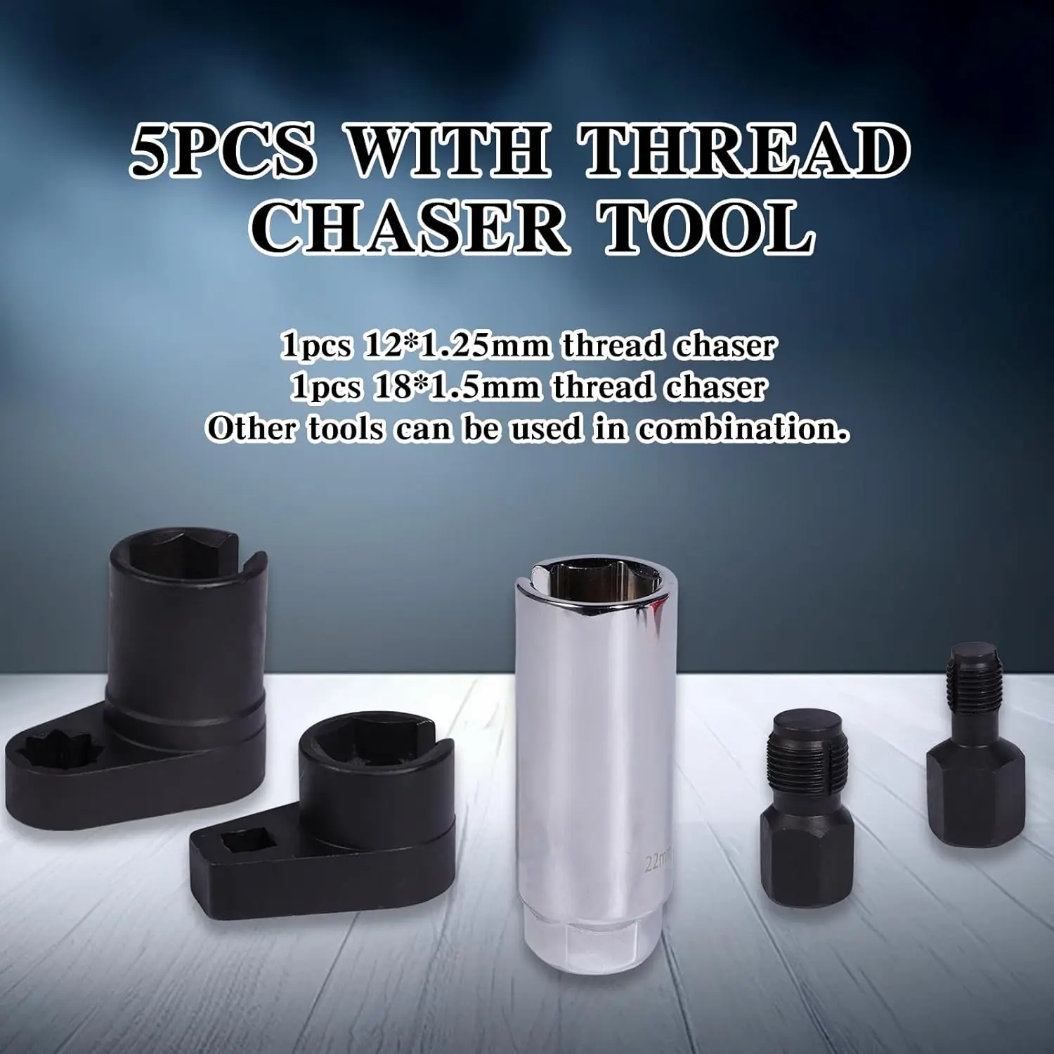 5-Piece Forged O2 Oxygen Sensor Socket & Thread Chaser Set – Automotive ...