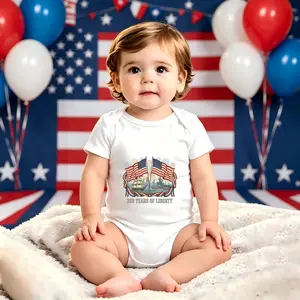 Patriotic Ships & Flags Baby Romper | Soft Cotton Onesie for Newborns | Breathable Short Sleeve Jumpsuit | Cute Everyday Wear & Baby Shower Gift