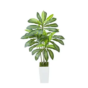 5FT Faux Dracaena Tree with Tall White Planter, Lifelike Artificial Tropical Floor Plant for Home Decor