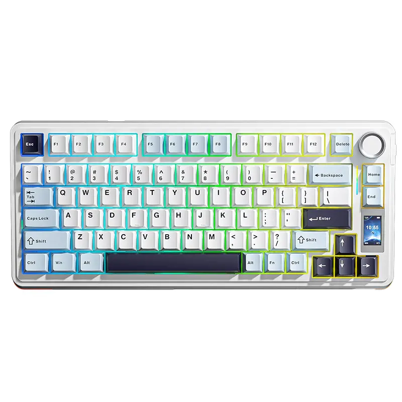 AULA S75Pro Wireless Mechanical Keyboard, Hot swappable keyboard, With Gasket Structure Featuring Five-layer Sound-Absorbing Filling Full-key Hot-Swap Design Multimedia Display RGB Lighting Effects Suitable For Office, e-Sports, Gaming, Gaming Accessories