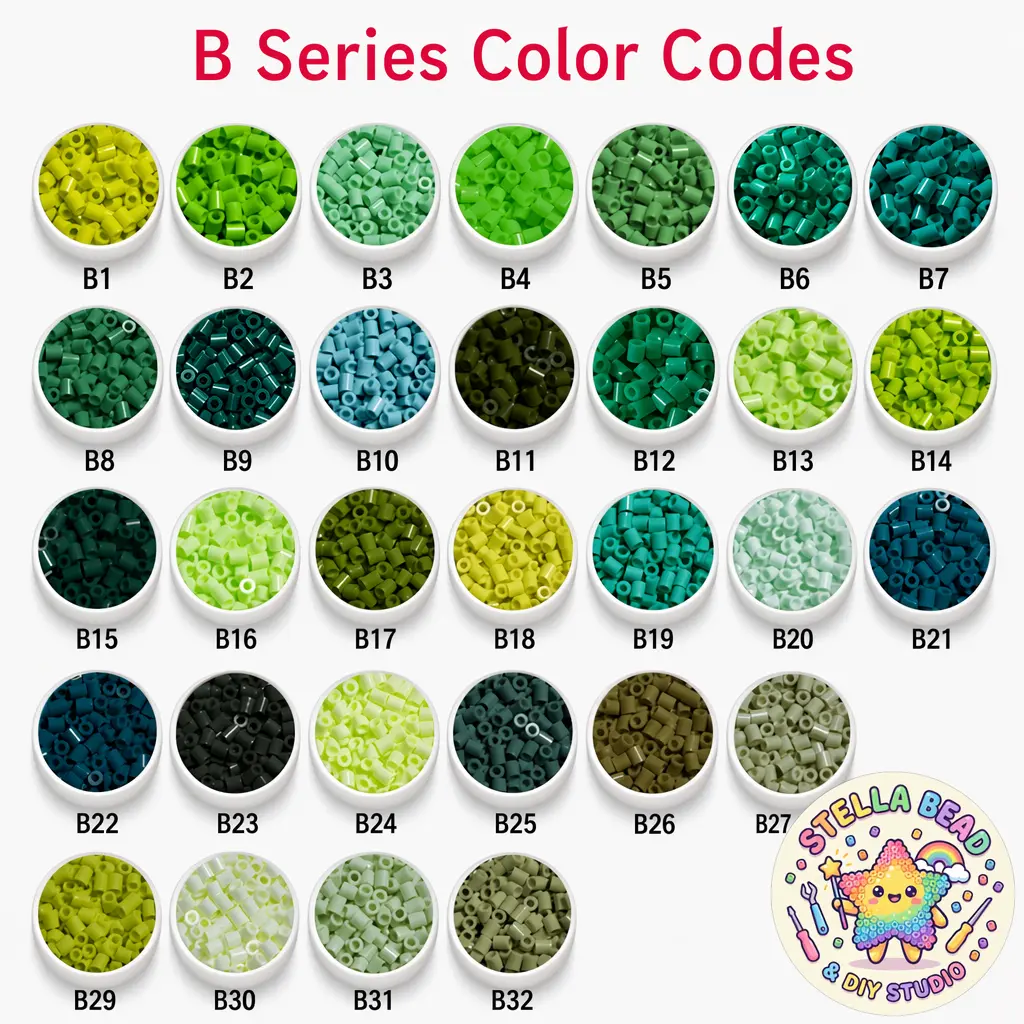 Stellabead 2.6mm Fuse Beads B Series Nature Green Colors Refill Pack - 4000/10,000 Beads Per Color, 26 Color Options for DIY Crafts & Pixel Art Projects
