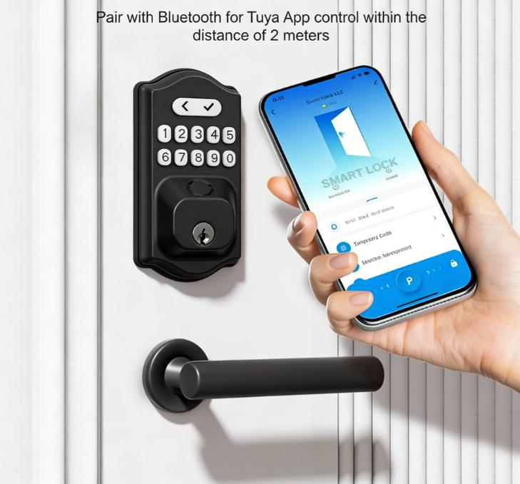 Entry Door Fingerprint Door with App Control SmartDeadbolt for Front Doors biometric smart lock deadbolt Anti-Theft Fingerprint Door Lock handle security trigger combination one-touch keyless electronic child safety childproof reinforcement lock knob