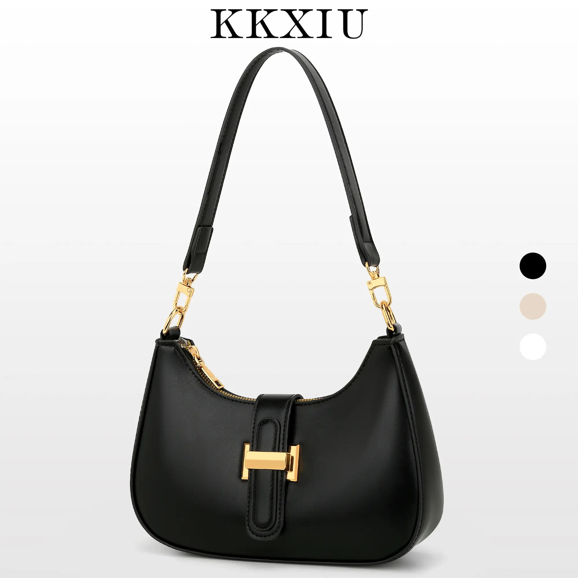 KKXIU Shoulder Bag for Women - Small Purse for Women Vegan Leather Hobo Handbag, Crescent Bag with Removable Strap