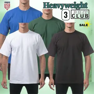 HEAVYWEIGHT PRO CLUB. 3 Pack Short Sleeve T-Shirt Unisex cotton Streetwear Menswear shirts men vintage shirts women tee Beige Crewneck Casual Stylish Tee Shortsleeve