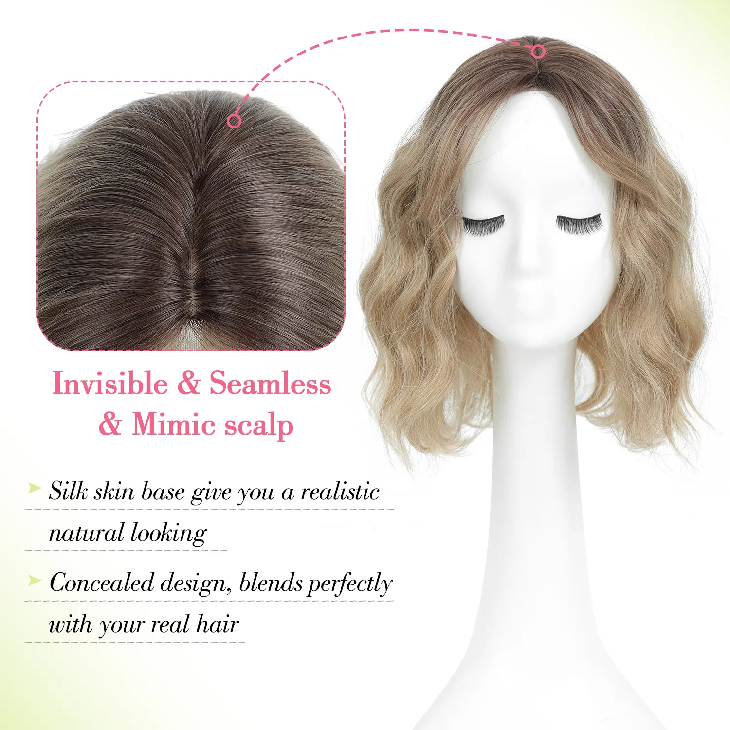 11-Inch Short Wavy Hair Topper for Thinning Hair, Lightweight & Breathable Amazon.com : Ms Taj 11 Inch Short Wavy Hair Topper for Women  main image 4