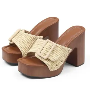 ER0CALLI Platform Sandals Women Chunky Block High Heels Slides Sandal Slip On Slingback Peep Toe Mule Sandals Womens Platform Chunky Heels Sandals Open Toe High Block Heeled Sandals Slip On Slides Mules for Party Dressy Shoes summervibes