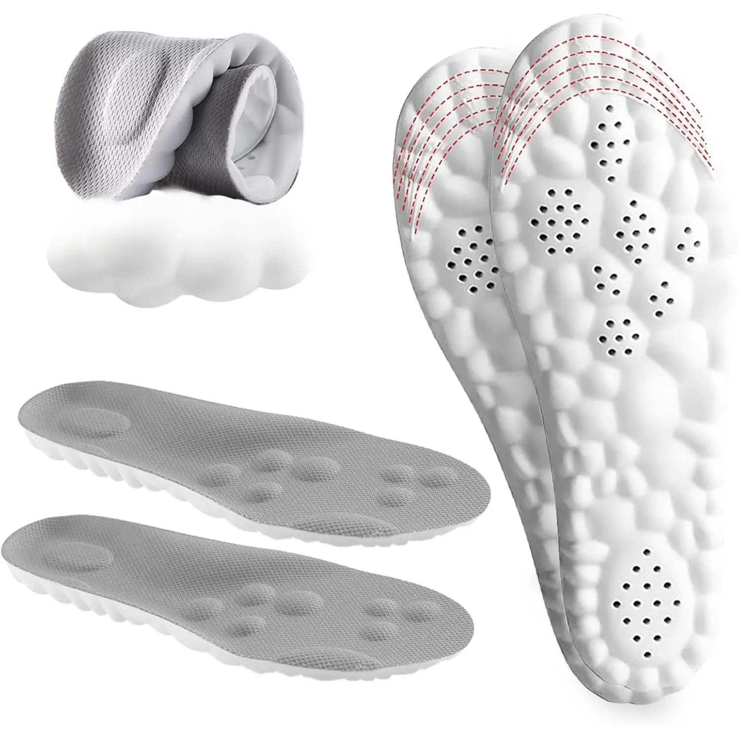 Cloud Insoles,4D Technology Insole - shoe inserts men,Super Soft Comfort shoe,Foot Protection - Keeps feet balanced and upright.One size fits most,adj