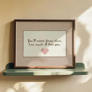 Sweet Quote Poster  Horizontal Neutral Gingham Nursery Wall Art, Vintage Cottagecore Bedroom Decor, Pink Heart Print
