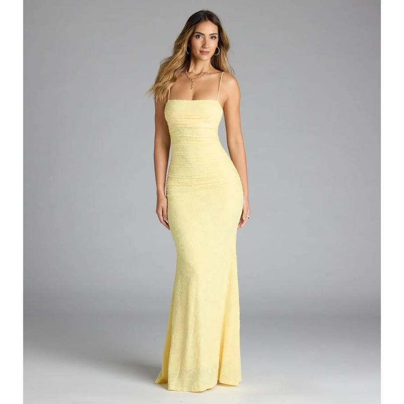 Alba Cowl Neck Mermaid Floral Formal Dress