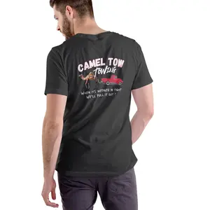 Camel Tow Towing T-Shirt - Cotton T-Shirt with Camel and Car Graphic, Soft and Breathable, Suitable for Men, Day Wear, Streetwear