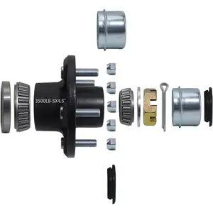 1 Sets Trailer Hub Kit 5 Bolt 4.5, Trailer Axle Kit for 3500 lb 5 Lug Trailer Hub with Extra Dust Cap and Rubber Plug Fits 1-1/16'' to 1-3/8" Trailer Axles 3500lb #84 Spindle