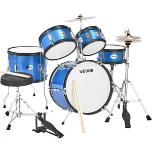 VEVOR Kids Drum Set, 5 Piece 16in Beginner Youth Full Drum Set with Bass Toms Snare Floor Drum Adjustable Throne Cymbal Hi - Hat Pedal and Two Pairs of Drumsticks, Starter Drum Kit for Child Kids, BlackVEVOR Super Brand Day