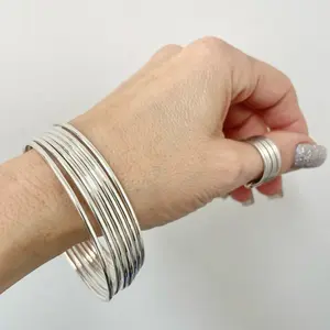 Sterling Silver 925 7 Tubular Bangle Bracelet  Semanario