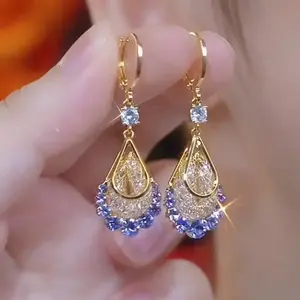 2 Pairs of Elegant Teardrop Shaped Earrings, Sparkling Crystal Mesh, Allergy Free Copper Earrings, Multifunctional Fashion Accessories, Suitable for Daily and Vacation Use, All Season Applicable(Sheet)