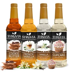 Syruvia Premium Sweet Flavor Collection – Cookie Butter, French Vanilla, Vanilla & Cupcake Flavored Syrup – Perfect for Coffee, Desserts, Milkshakes & More – 25.4 Fl oz Bottles (4 Pack)