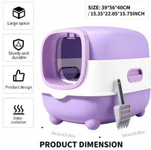 Extra Large Self-Cleaning Cat Litter Box, Durable Scoop Included, Odor-Resistant Rectangular Modern Plastic Indoor Cat Litter Tray