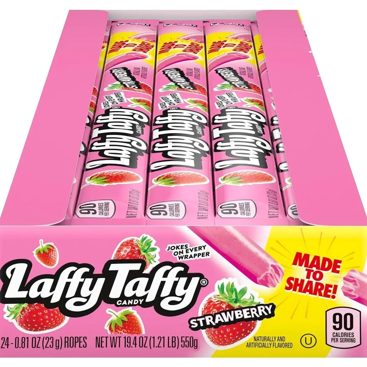 Laffy Taffy Rope Candy, Strawberry Flavor, 0.81 Ounce Ropes (Pack of 24)