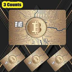 Bitcoin-inspired Card Skin, 3 Counts Durable Scratch-resistant Privacy Protector for Credit Bank & Transit Cards, Cool Decorative Design, Sticker Packs