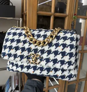 Pre-owned CHANEL 19 Flap Bag Quilted Tweed Medium