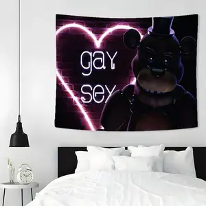 Neon Bear Pattern Tapestry, Aesthetic Wall Hanging Decor, Wall Art for Home Living Room Bedroom Office, Home Decor Accessories wall decor tapestry