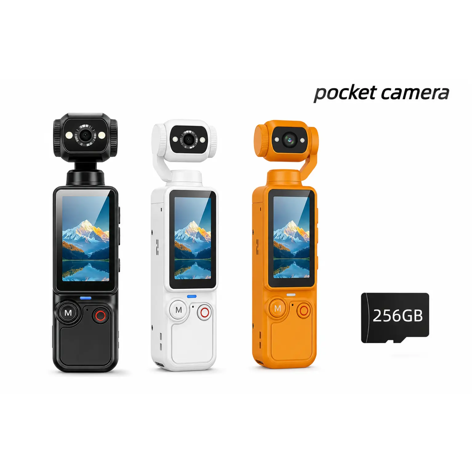 Portable 2.5K Handheld Camera, Pocket Video Recorder with 180 Degree Rotating Lens, 1.9-Inch Screen, 16X Digital Zoom and Up to 66MP Photos, Type-C Rechargeable Camcorder for YouTube Vlogging, Travel and Outdoor Sports （256GB）