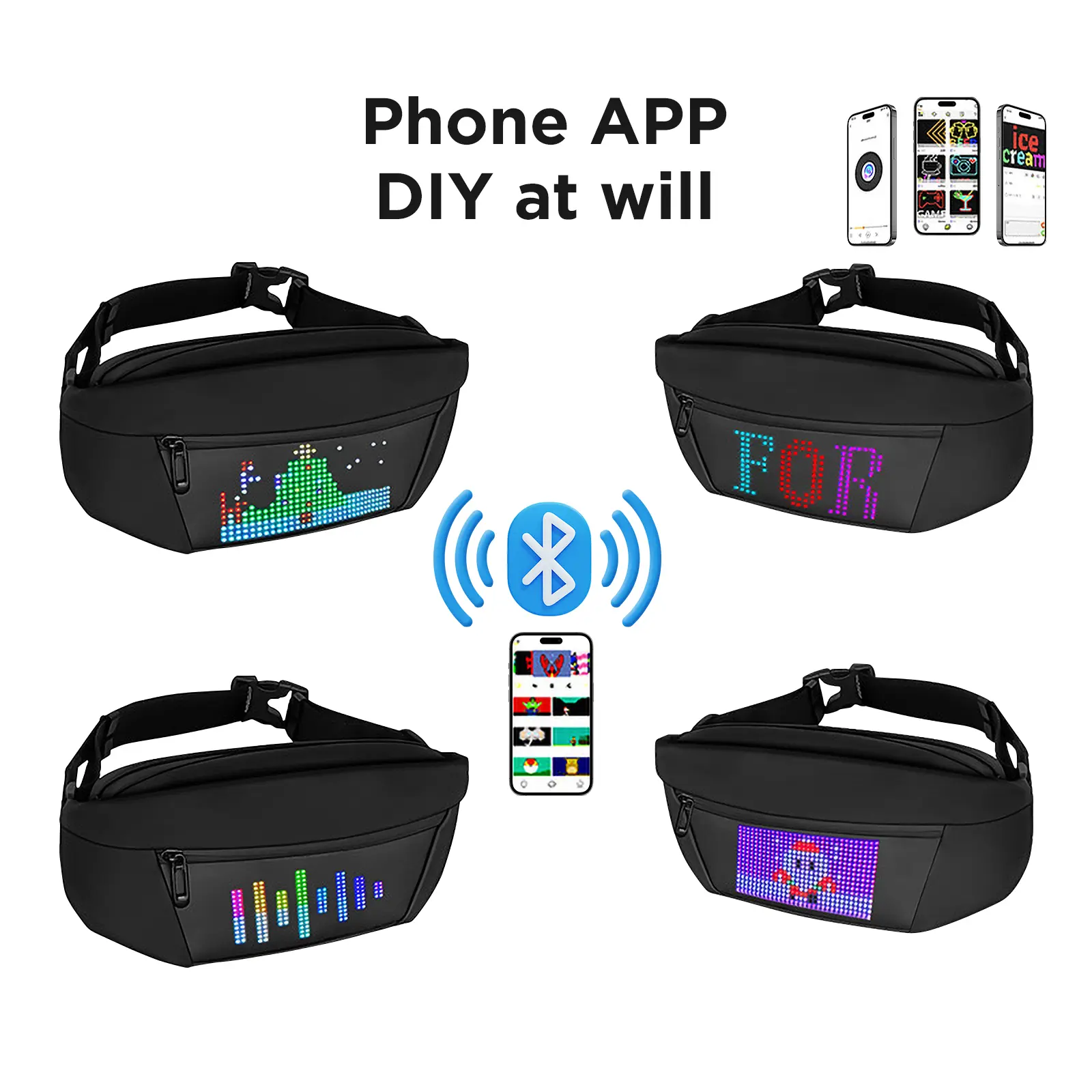 waterproof fanny pack,Sling Bag with LED Display, Crossbody Waterproof Shoulder Chest Backpack Cycling Travel Daypack for Men Women bag fanny