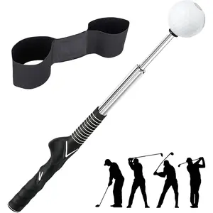 Golf Training Aids, Golf Grip Training Aid Swing Trainer with 1 Arm Correction Band and 1 Telescopic Golf Simulator, Golf Practice Accessories Perfect for Beginners and Pros