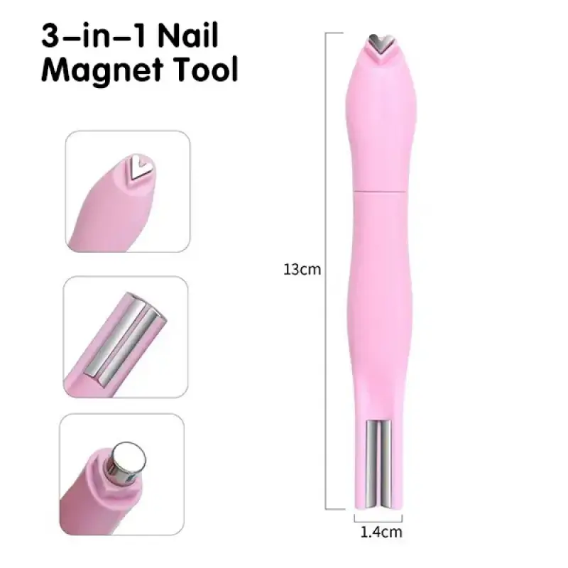 3-in-1 Cat Eye Effect Gel Nail Polish Magnet Wand| Multi-Functional Iron Gel Polish Nail Art Tool, Suitable for Home Salon Manicures, nails kit set, nail tech supplies, nail kit for beginners Versatile Tool