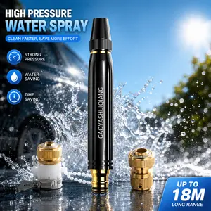Garden Hose Nozzle, Adjustable Water Spray Nozzle for Car Wash & Outdoor Cleaning, Durable Metal Hose Attachment with Quick Connect Fittings