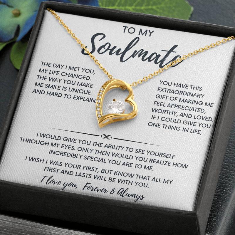 Forever Love Necklace - To My Soulmate Gift, Love Heart Necklace, Birthday Gift For Girlfriend, Soul Mate, Love Partner, Anniversary Gift, Adjustable Chain Length 18"-22" - Necklinphalt