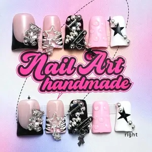 Women's Y2K Style Nail Art Set, Pure Handmade Design, Includes XS-S-M-L Sizes, Perfect Gift for Women & Girls, No Glue Needed!