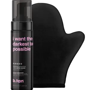 b.tan Ultra Dark Self Tanner Kit | Get The Darkest Tan Possible Bundle - Best Tanning Mousse with Mitt Applicator, 1 Hour Express Sunless Foam, Fast Bronzing Glow, No Fake Tan Smell, Vegan, 6.7 Fl Oz
