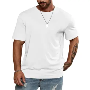 Men's Plain Crew Neck Short Sleeve T-Shirt - 35% Cotton, 65% Polyester, Breathable Casual Top for Everyday Wear, Workouts, Streetwear white tee
