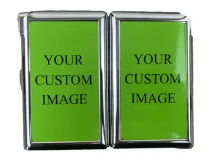 CUSTOMIZABLE Double Sided YOUR IMAGE Metal Case with Built in Lighter