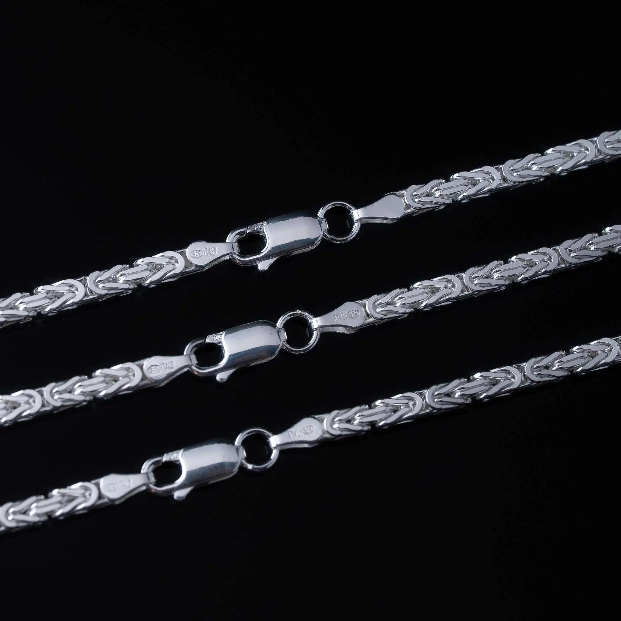 3MM Byzantine Chain Real Solid 925 Sterling Silver Made in ITALY