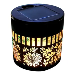 Solar Lights Outdoor Decorative Solar Powered Garden Lights with Intelligent Sensor Waterproof Metal Hollow Pattern LED Projection for Patio Yard